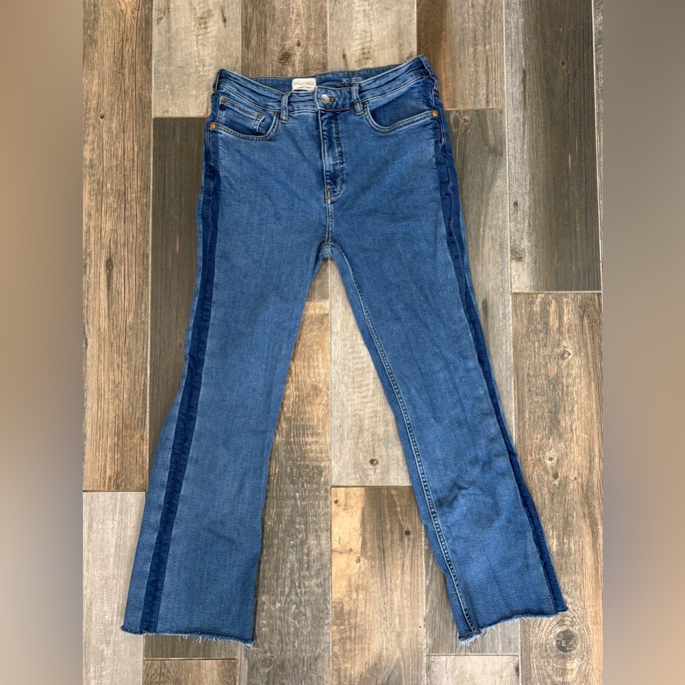 PILCRO SIDE STRIPED STRAIGHT LEG RAW HEM JEANS SIZE 30